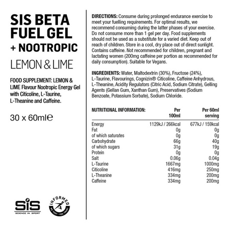 SIS Żel Beta Fuel + Nootropics Cytryna & Lim 60ml